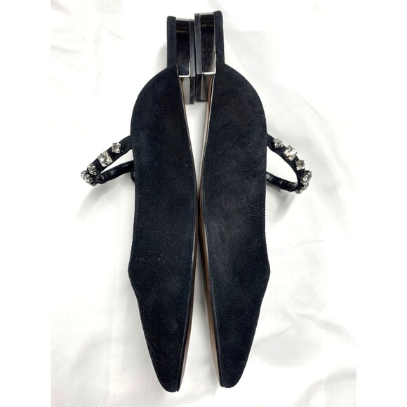 Banana Republic Black Suede Embellished Strap Mary Jane Mule Flats Size 10.5 - Picture 4 of 7